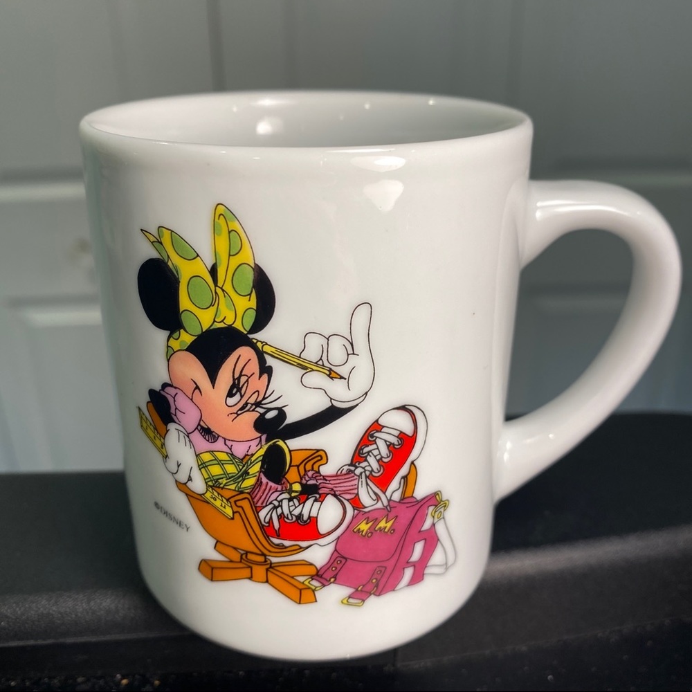 Vintage Disney Minnie Mouse Coffee Cup Reutter Germany Porcelain Porczellan